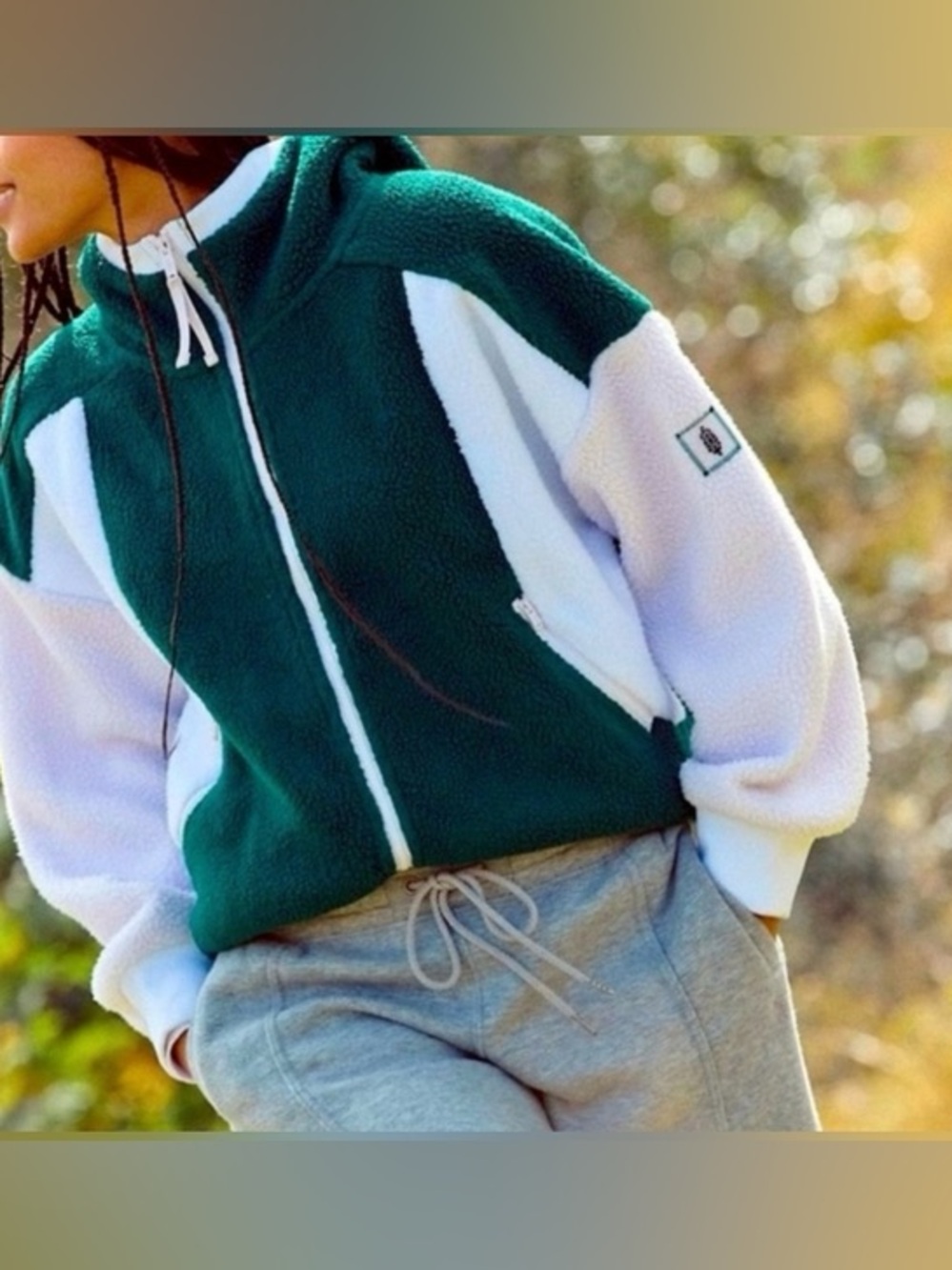 NWT Free People Movement Hit The Slopes Hoodie Green/Purple/White Size Medium